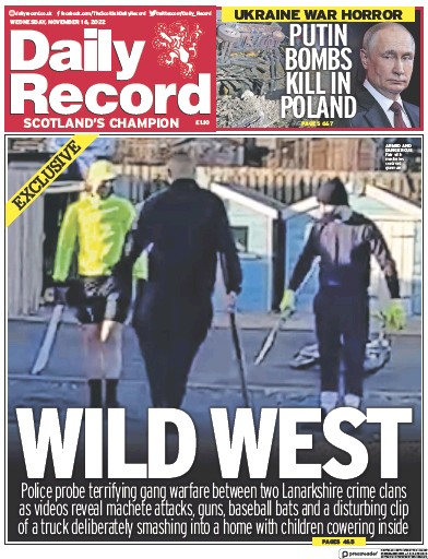 Daily Record Newspaper Front Page (UK) for 16 November 2022