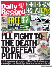 Daily Record (UK) Newspaper Front Page for 16 March 2022