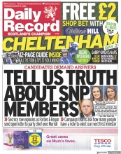 Daily Record (UK) Newspaper Front Page for 16 March 2023