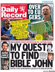 Daily Record (UK) Newspaper Front Page for 16 May 2022