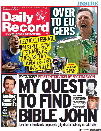 Daily Record Newspaper Front Page (UK) for 16 May 2022