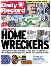 Daily Record front page for 16 May 2025
