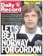Daily Record (UK) Newspaper Front Page for 16 June 2023