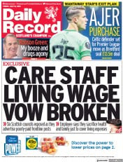 Daily Record (UK) Newspaper Front Page for 16 July 2021