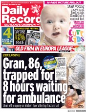 Daily Record (UK) Newspaper Front Page for 16 September 2021