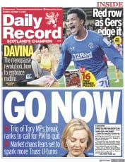Daily Record (UK) Newspaper Front Page for 17 October 2022