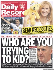 Daily Record front page for 17 November 2023