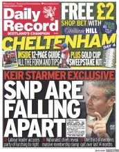 Daily Record front page for 17 March 2023