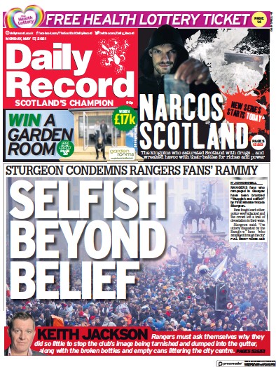 Daily Record Newspaper Front Page (UK) for 17 May 2021