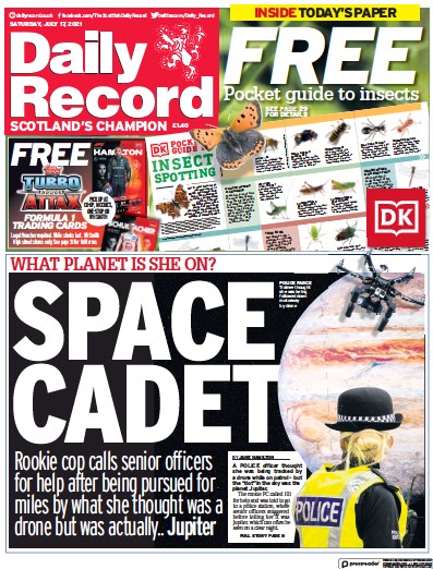 Daily Record Newspaper Front Page (UK) for 17 July 2021