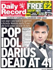 Daily Record (UK) Newspaper Front Page for 17 August 2022