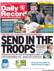 Daily Record (UK) Newspaper Front Page for 17 September 2021