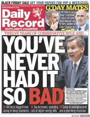 Daily Record (UK) Newspaper Front Page for 18 November 2022