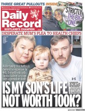 Daily Record front page for 18 November 2023