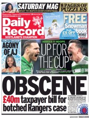 Daily Record (UK) Newspaper Front Page for 18 December 2021