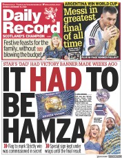 Daily Record (UK) Newspaper Front Page for 19 December 2022