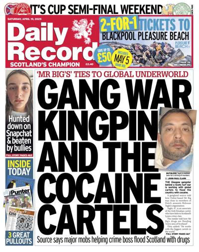 Daily Record Newspaper Front Page (UK) for 19 April 2025