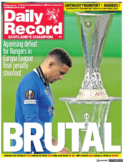Daily Record Newspaper Front Page (UK) for 19 May 2022