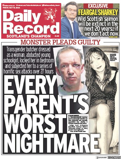 Daily Record Newspaper Front Page (UK) for 19 May 2023