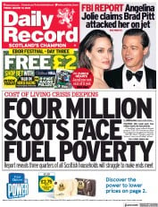 Daily Record (UK) Newspaper Front Page for 19 August 2022