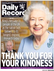 Daily Record front page for 19 September 2022