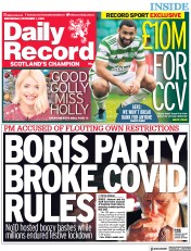 Daily Record (UK) Newspaper Front Page for 1 December 2021