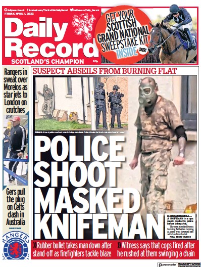 Daily Record Newspaper Front Page (UK) for 1 April 2022