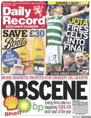 Daily Record (UK) Newspaper Front Page for 1 May 2023