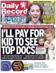 Daily Record front page for 1 May 2025