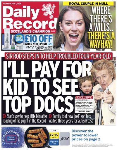 Daily Record Newspaper Front Page (UK) for 1 May 2025