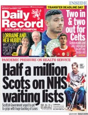 Daily Record (UK) Newspaper Front Page for 1 September 2021