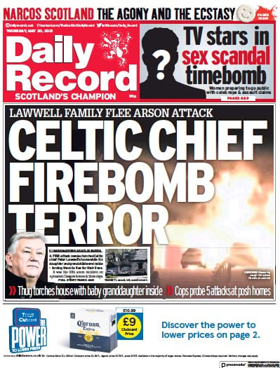 Daily Record Newspaper Front Page (UK) for 20 May 2021