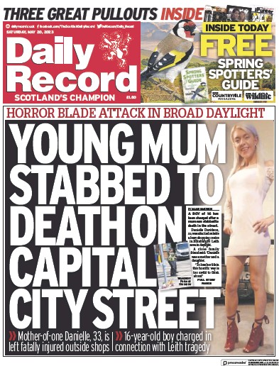 Daily Record Newspaper Front Page (UK) for 20 May 2023