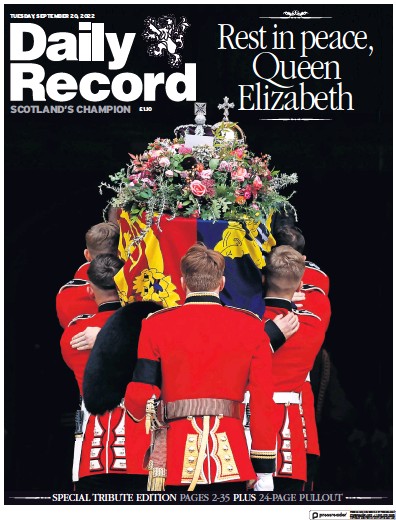 Daily Record Newspaper Front Page (UK) for 20 September 2022