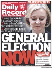 Daily Record (UK) Newspaper Front Page for 21 October 2022