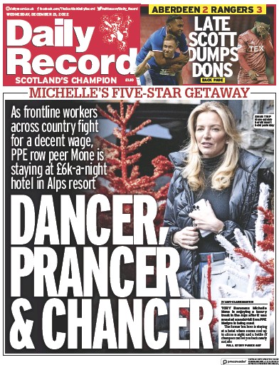 Daily Record Newspaper Front Page (UK) for 21 December 2022