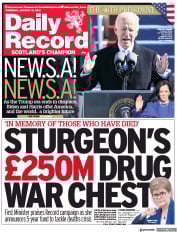Daily Record (UK) Newspaper Front Page for 21 January 2021