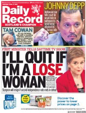 Daily Record (UK) Newspaper Front Page for 21 April 2022