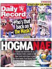 Daily Record (UK) Newspaper Front Page for 22 December 2021