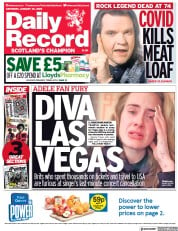 Daily Record (UK) Newspaper Front Page for 22 January 2022