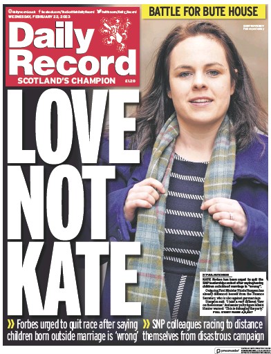 Daily Record Newspaper Front Page (UK) for 22 February 2023