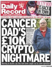 Daily Record (UK) Newspaper Front Page for 22 May 2023