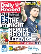 Daily Record (UK) Newspaper Front Page for 22 June 2021
