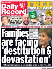 Daily Record (UK) Newspaper Front Page for 22 August 2022