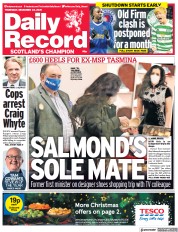 Daily Record (UK) Newspaper Front Page for 23 December 2021