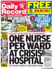 Daily Record (UK) Newspaper Front Page for 23 July 2022