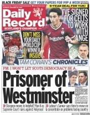 Daily Record front page for 24 November 2022