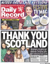 Daily Record (UK) Newspaper Front Page for 24 December 2022