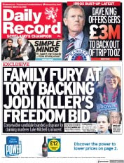 Daily Record (UK) Newspaper Front Page for 24 March 2022