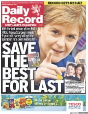 Daily Record front page for 24 March 2023